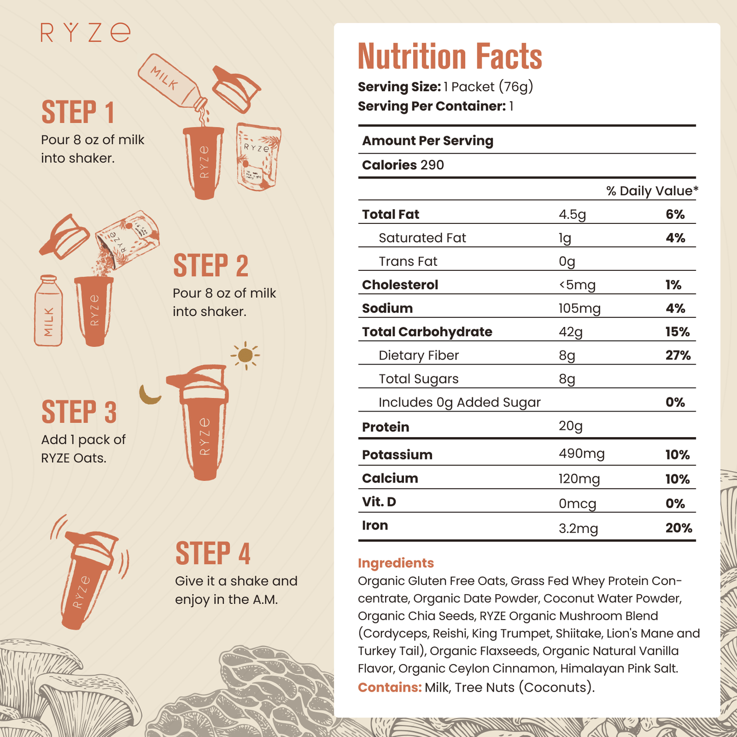 Mushroom Overnight Oats Pack (14 Servings) - CQUC