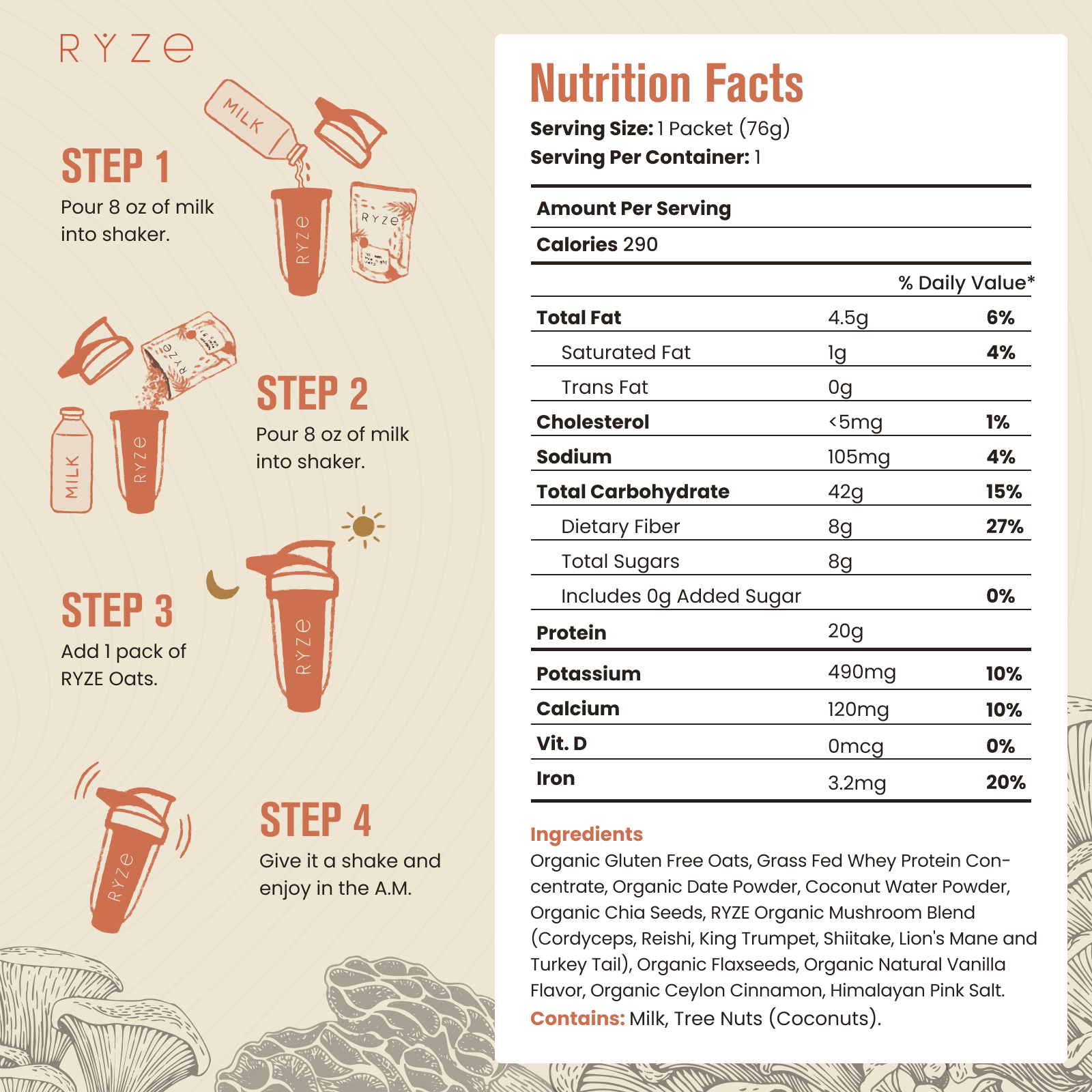 Mushroom Overnight Oats Pack (28 Servings) - FP2A