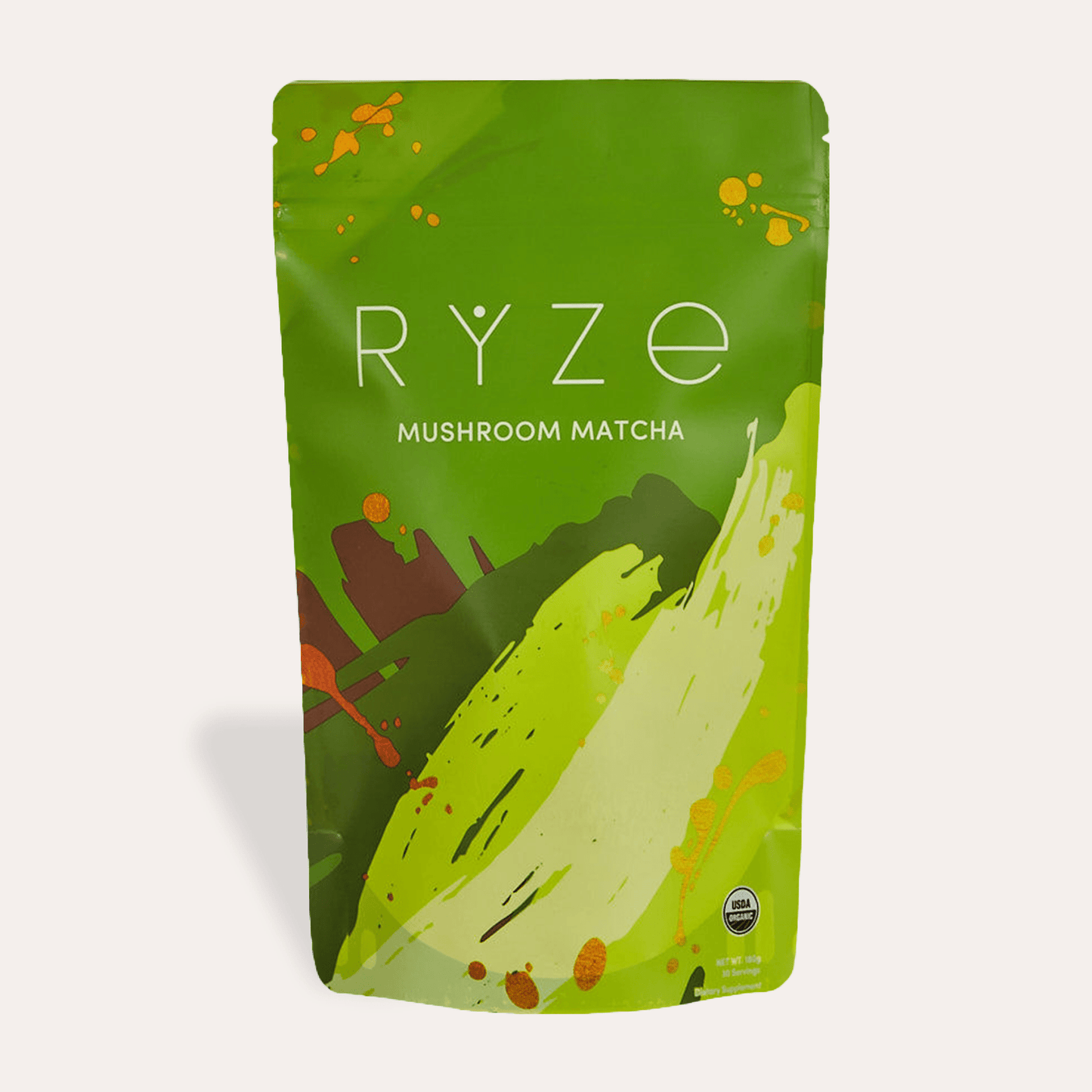 RYZE Mushroom Matcha - with 6 Organic Adaptogenic Mushrooms Grown In USA and Ceremonial-Grade Japanese Matcha - 8G5W
