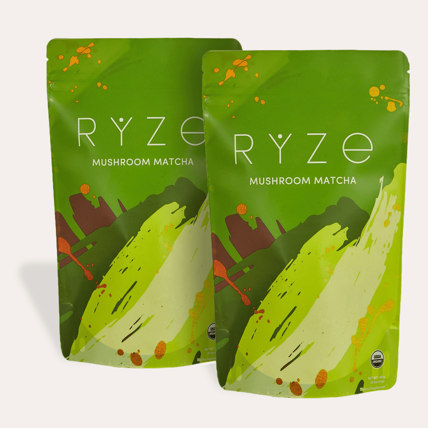 RYZE Mushroom Matcha - with 6 Organic Adaptogenic Mushrooms Grown In USA and Ceremonial-Grade Japanese Matcha - 8G5W